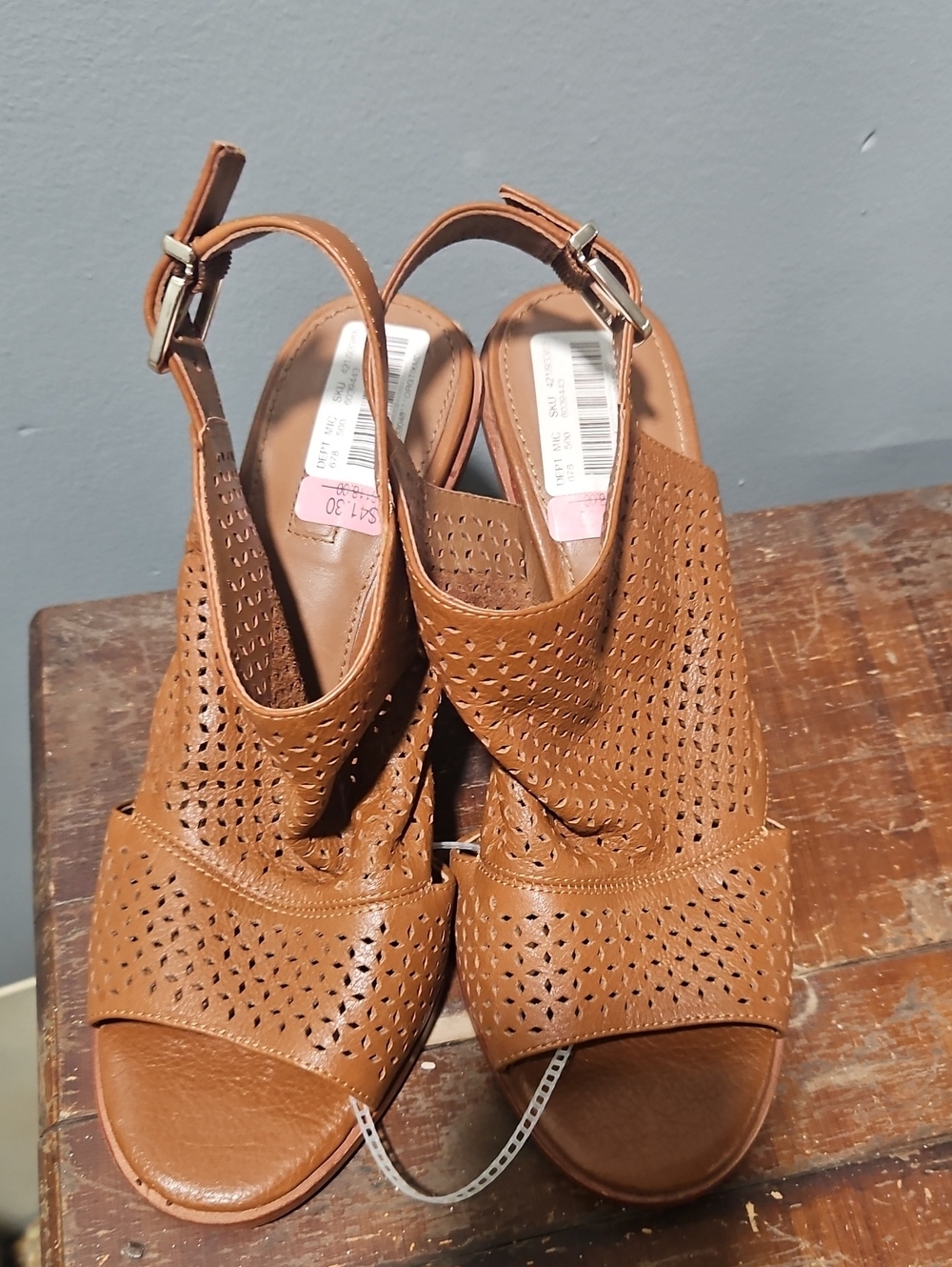 ANTONIO MELANI Perforated Brown Slingback Heels